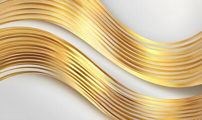 Abstract Gold Waves on White Background