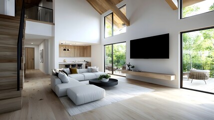 Cozy and inviting modern living room with natural elements