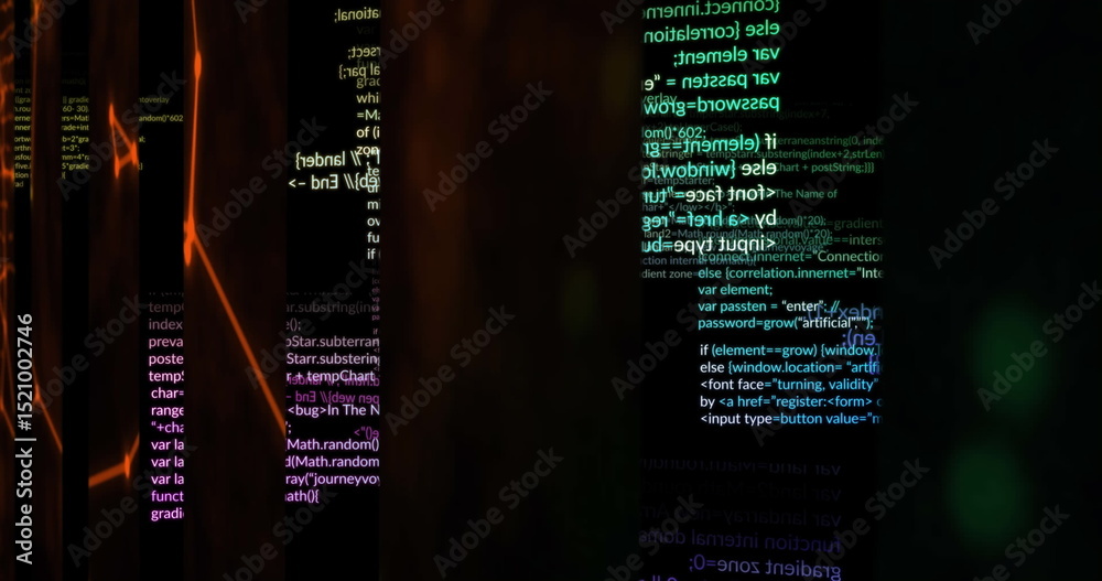 Poster image of data processing and shapes on black background