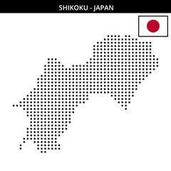 Fototapeta premium Medium square dotted map of Shikoku in Japan