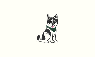 Husky Dog Cartoon Illustration.