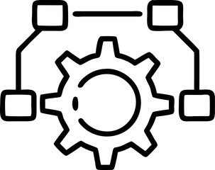 data processing vector outline icon on white or transparent background