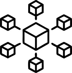 blockchain vector outline icon on white or transparent background