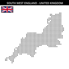Fototapeta premium Medium square dotted map of south-west-england in United Kingdom