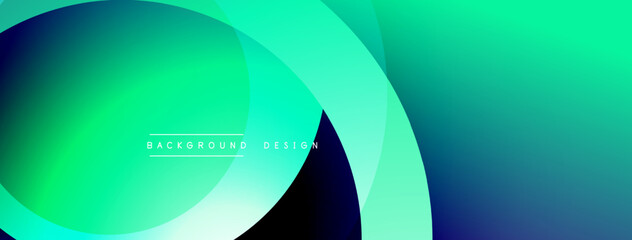Abstract gradients overlap, creating dynamic teal, blue hues. Text reads background design centered within composition. Modern, vibrant visual.