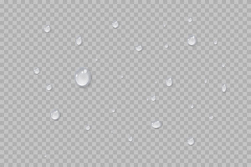 Vector water drops.Realistic raindrops.Bubbles, rain, water.EPS 10.