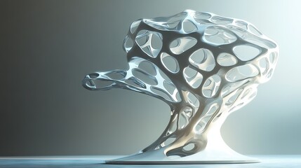 Abstract sculpted form of interconnected, organic shapes.