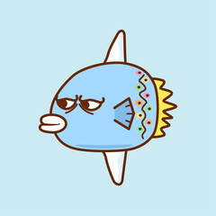 カラフルなブルー色のマンボウ／Colorful blue sunfish