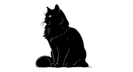 Elegant Black Cat Silhouette in Profile View