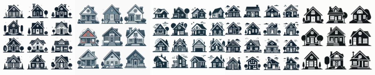 Vector set image silhouette of house.