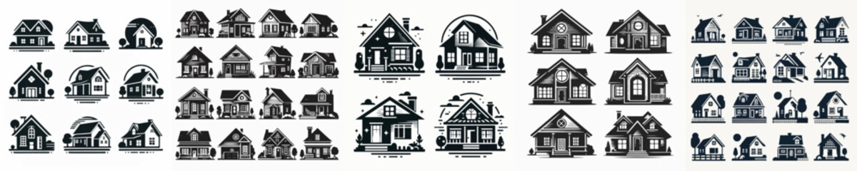 Vector set image silhouette of house.