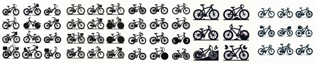 Vector set image silhouette of bicycle.