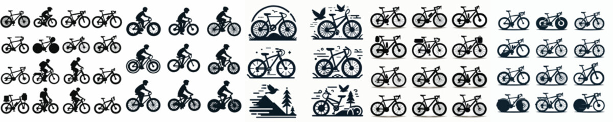 Obraz premium Vector set image silhouette of bicycle.