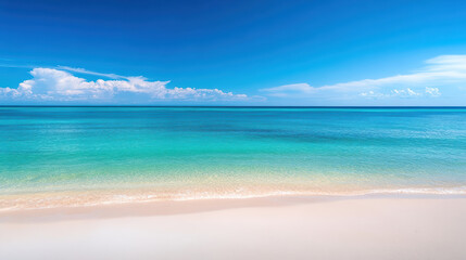 Fototapeta premium Serene coastal view showcases tranquil sea and sky, creating peaceful atmosphere