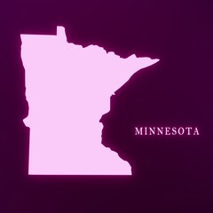 United States Minnesota Abstract Futuristic Neon Map
