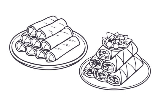 Lumpia Traditional Food Indonesia Vector Illustration