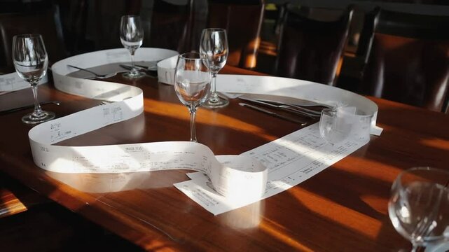 Ticket or bill at a restaurant.