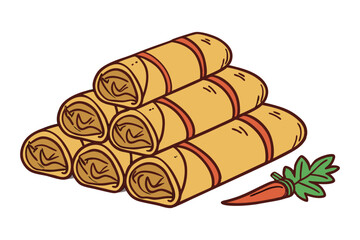 Lumpia Traditional Food Indonesia Vector Illustration