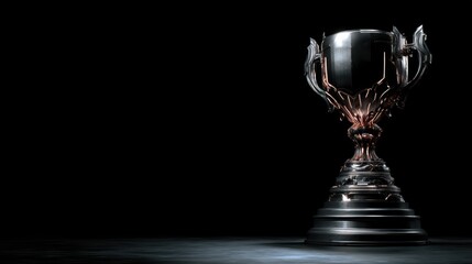Stunning esports style championship trophy cup on black background with copy space, Concept for E-Sport, Games competitive