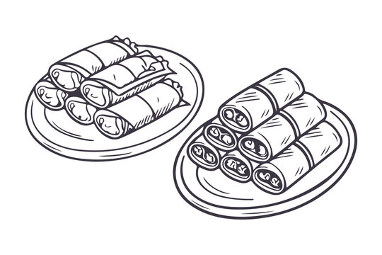 Lumpia Traditional Food Indonesia Vector Illustration