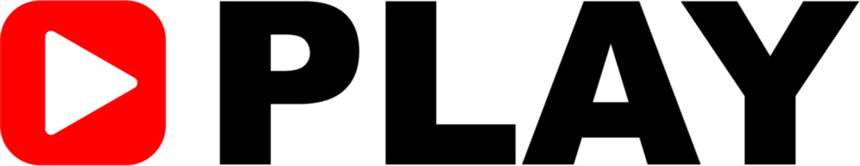 Play Button Design Red Play Icon with Black PLAY Text