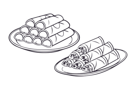 Lumpia Traditional Food Indonesia Vector Illustration