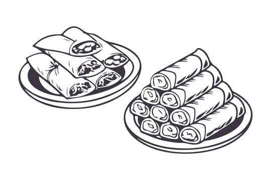 Lumpia Traditional Food Indonesia Vector Illustration