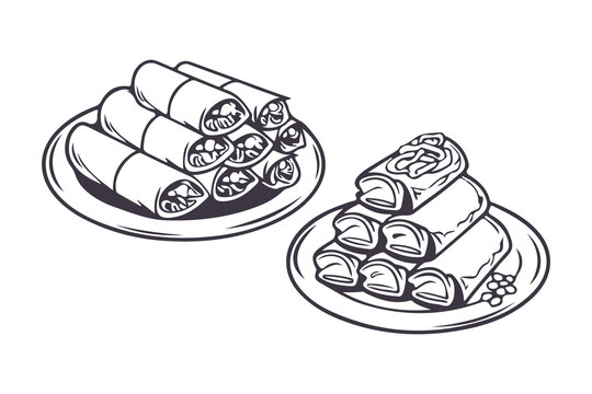 Lumpia Traditional Food Indonesia Vector Illustration