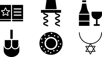 Modern Rounded Filled Judaism Designe Icon Set