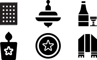 Modern Rounded Filled Judaism Designe Icon Set