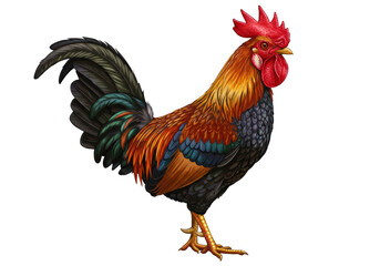 Fototapeta premium Isolated Colorful Rooster Standing Proudly with Detailed Plumage