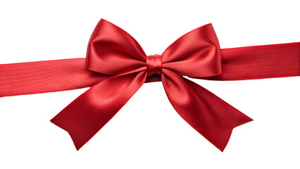 Luxurious red ribbon bow with a smooth, shiny texture,gift wrapping and festive occasions transparent background 
