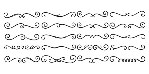 curly line decoration element set vector illustration