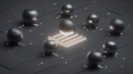 Metallic orbs with geometric light grid