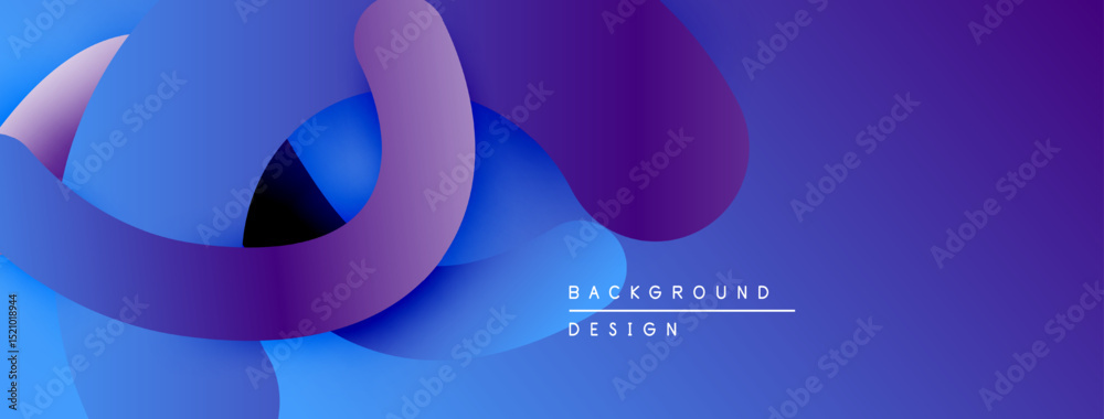 Poster Abstract fluid shapes, vibrant blue purple gradients. Modern design element, smooth curves create dynamic composition. Background texture.