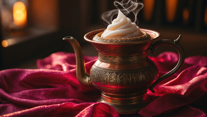 A rich hot chocolate with whipped cream and marshmallows