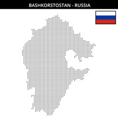 Small square dotted map of Bashkorstostan in Russia