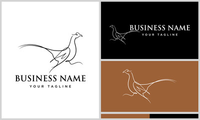 Pheasant Line Art Logo Design.