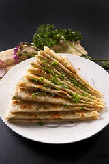 Freshly baked scallion pancake