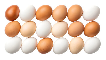collection of eggs with varying shades from white to brown, highlighting the natural diversity found in egg shells transparent background 