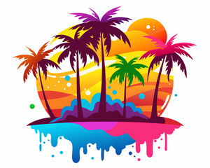 tropical island with palm trees