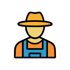 Farmer wearing hat and overalls icon icon illustration element