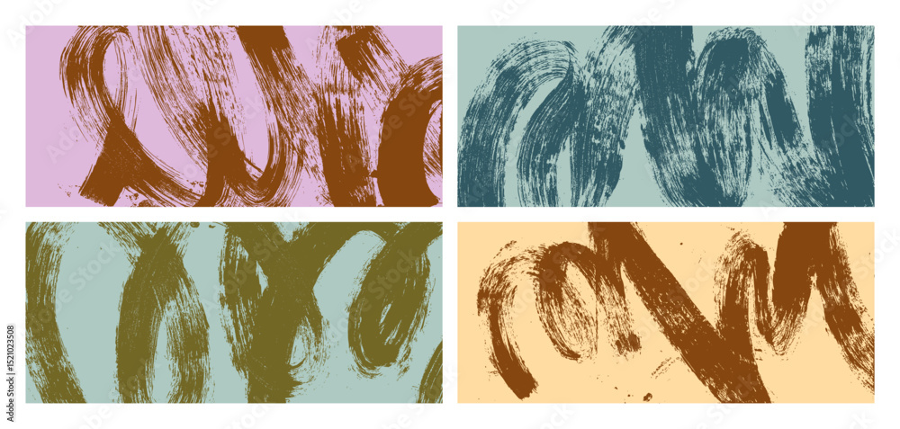 Poster paint brush strokes, banners set. grungy abstract textures, background designs with dynamic brushstr