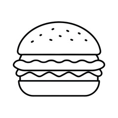 Cheeseburger Classic American Food Sketch Line Art Vector illustration