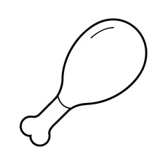 Chicken Drumsticks Fried Meal Outline Line Art Vector illustration