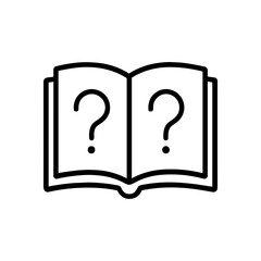 Open book with question marks icon illustration element