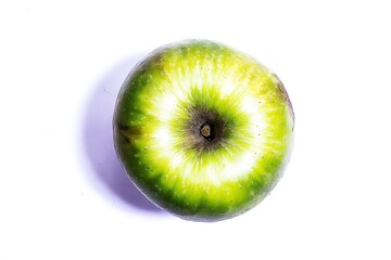 Overhead view of a green apple
