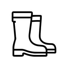 Pair of simple outline rainboots icon illustration element