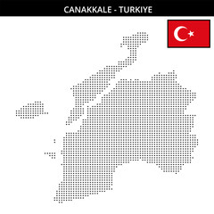 Small square dotted map of Canakkale in Turkiye