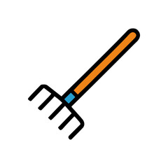 Rake ready to gather fallen leaves icon illustration element